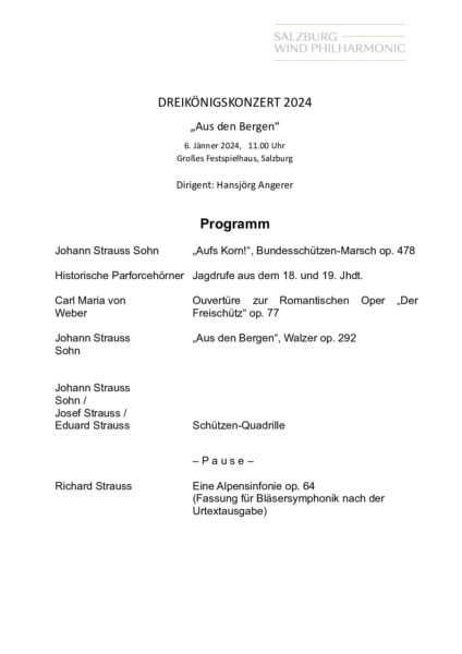 Dreikönigskonzert 2024 – Programm